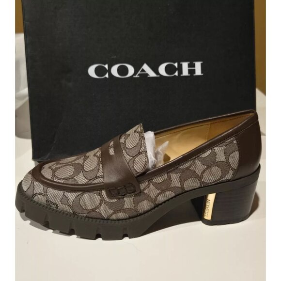 Womens Coach Cora Loafer Signature Logo Oak/Maple Jacquard 8.5 B (M) NEW NIB - Picture 6 of 8